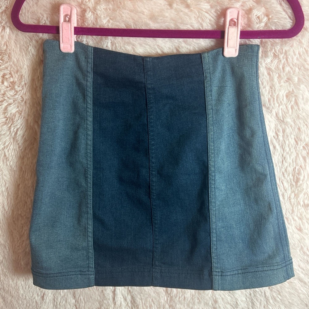 Free People Denim Two-Tone Skirt - Picture 6 of 8